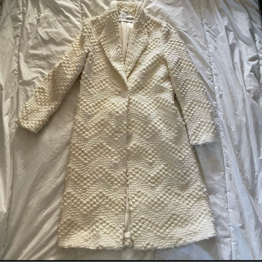 Dior Cream Textured Blazer with Lapel Collar - Picture 2 of 3